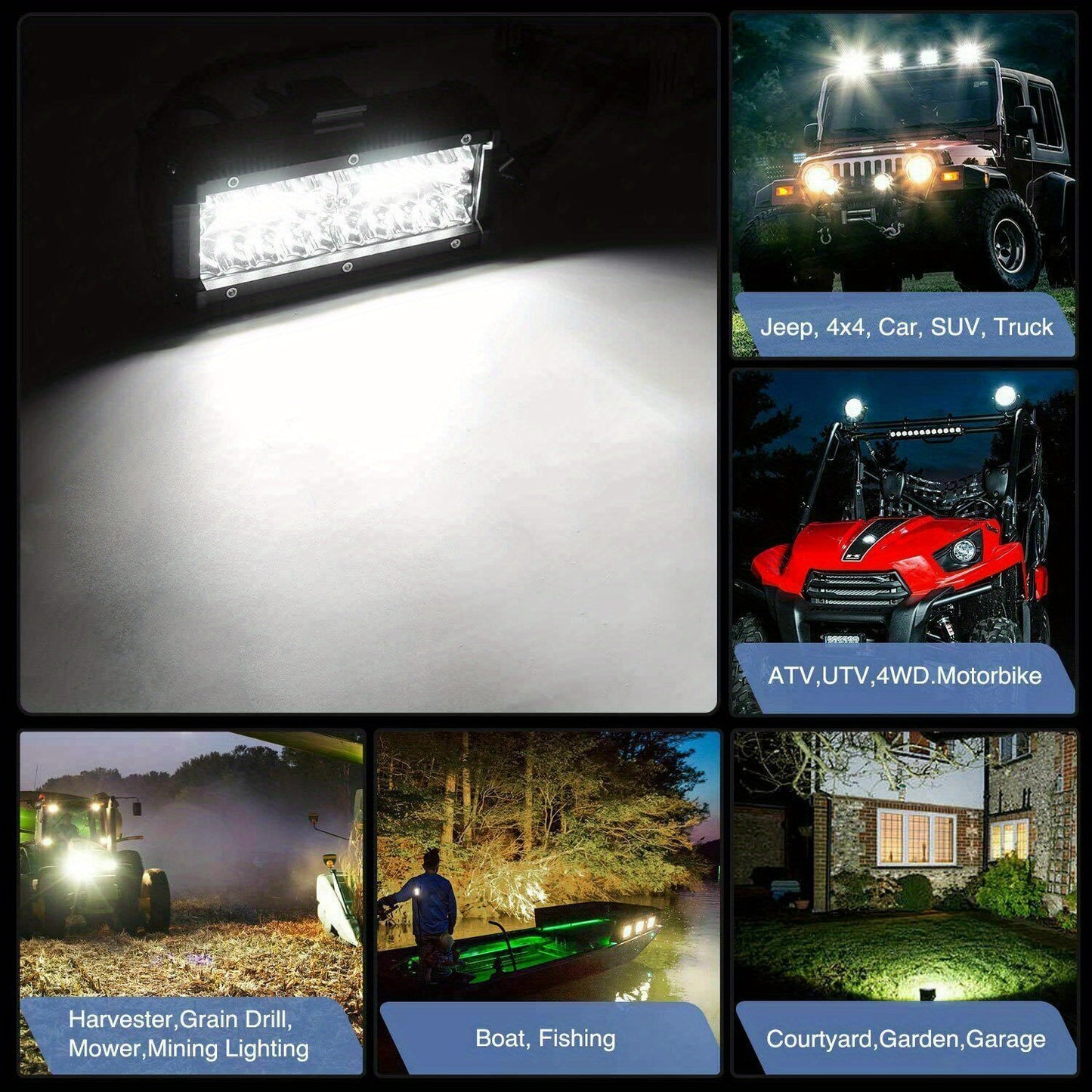 DIRECT LED Light Bar 7 Inch Off Road Lights 240W 24000lm with Wiring Harness Combo Beam LED Light Bar Work Lights for Truck Pickup ATV UTV SUV Boat
