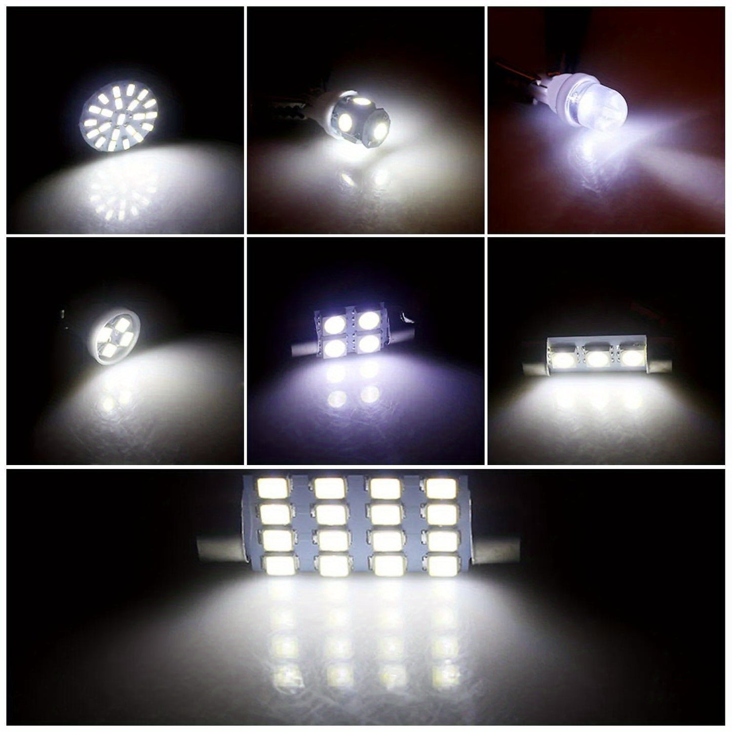 56pcs Car LED Light Replacement Bulb 12V-T10 Width Indicator Dual Pointed Reading Light for Car Dome Map Door Dash Instrument Courtesy License Plate Lights, White