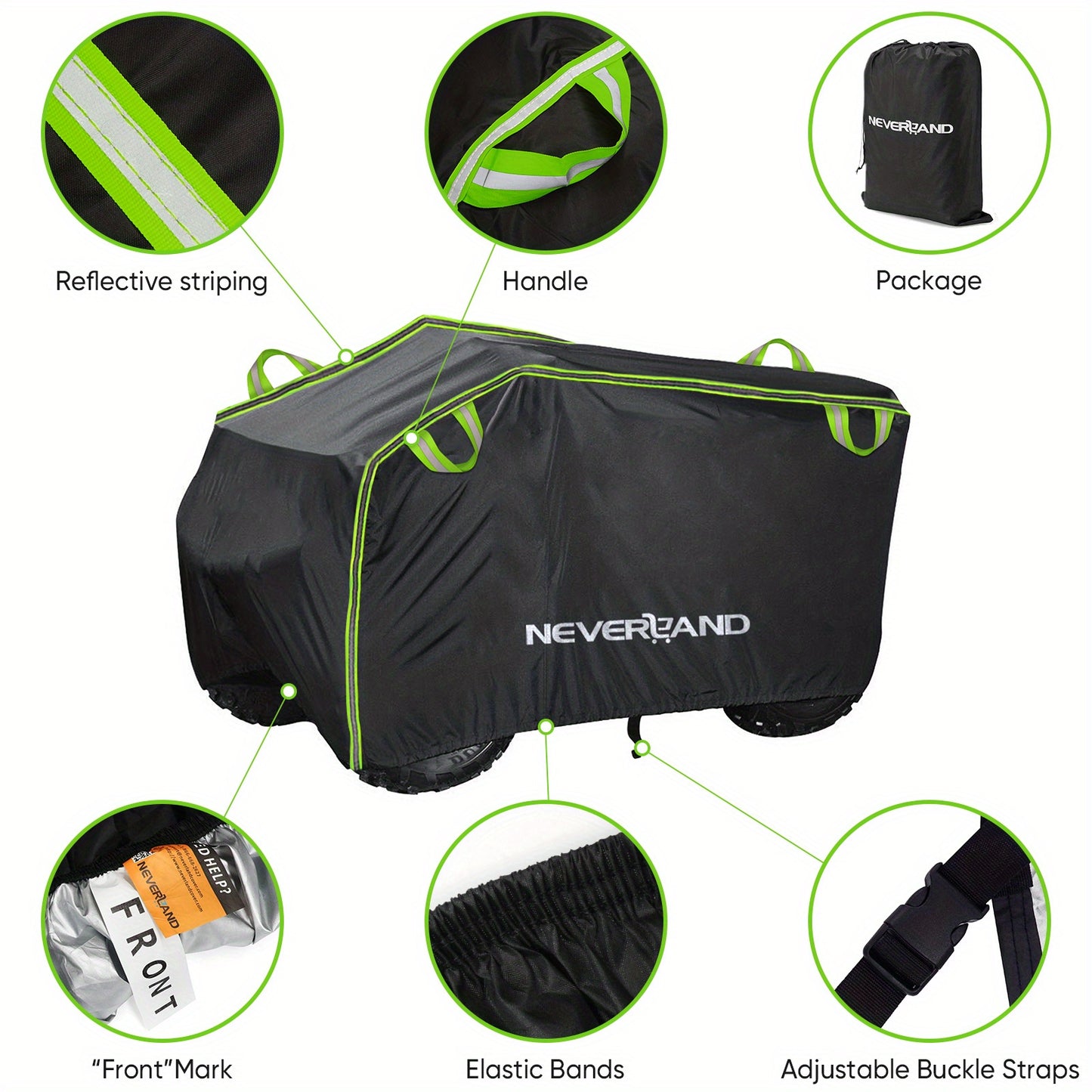 NEVERLAND XL Quad Bike ATV Cover Waterproof Sun Rain All Weather UV Protection Universal Fit 190T with Storage Bag