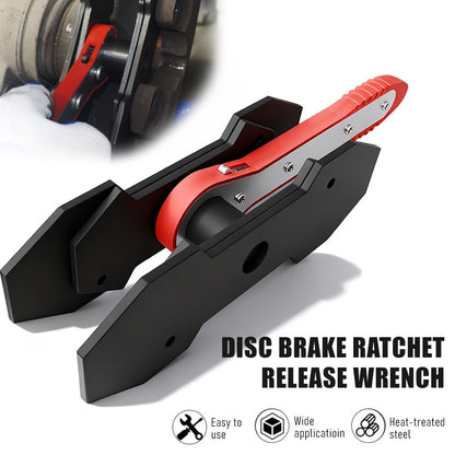 Brake Caliper Compression Tool with 360 Degree Swing Ratchet, Quick Ratchet Brake Wrench, Brake Caliper Tool with 2 Pressure Plates, Vehicle Brake Maintenance Tool, Brake Piston Separation Brake Cylinder Adjuster, Essential Emergency Tool for Cars