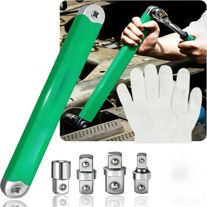 Professional Zero Offset Extension Wrench Set With 3/8 Ratchet Wrench, 15 Inch Impact Ready Ratchet Wrench With 1/2", 1/4" & 3/8" Square Drive Adapters, Universal Repair Tool For Narrow Spaces & Auto Maintenance