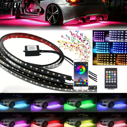 2025 New Vision RGB LED Car Bottom Light Strip, Off-Road RZR SUV ATV UTV High-Brightness Neon Kit, with Voice Control Function Music Mode And Remote Control, Hardwired 12V, Wireless Remote Control, Battery-Free