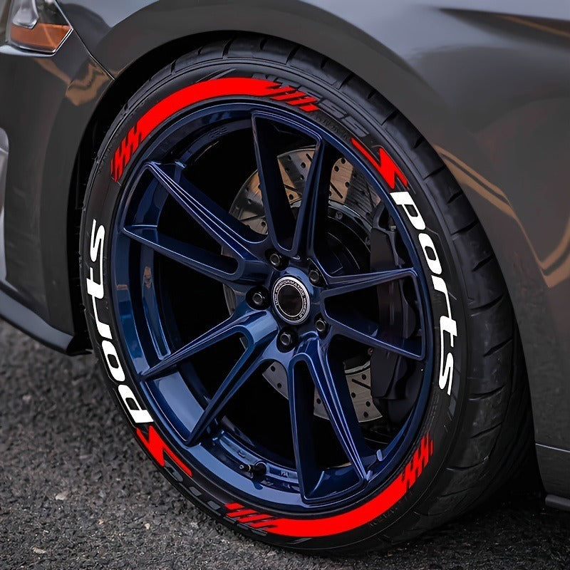 Pack of 8, Sport 1pc Quick Paste, Stickers, for Car/ Motorcycle Tire Stickers, PVC Material, Car Racing Performance Tire Letter Stickers, Car Modification Decoration, Cool Fashion Decals