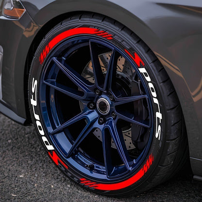 Pack of 8, Sport 1pc Quick Paste, Stickers, for Car/ Motorcycle Tire Stickers, PVC Material, Car Racing Performance Tire Letter Stickers, Car Modification Decoration, Cool Fashion Decals