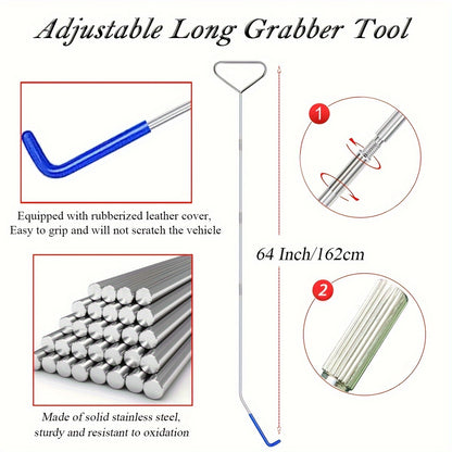 [Car Door Opener Kit] Emergency Car Door Opener Tool Kit, Universal Car Emergency Kit, Car Door-Unlocking Kit With Long Reach Grabber, Wedge Air Bag, Auto Trim Removal Tool Kit And Tool Bag Etc. Blue