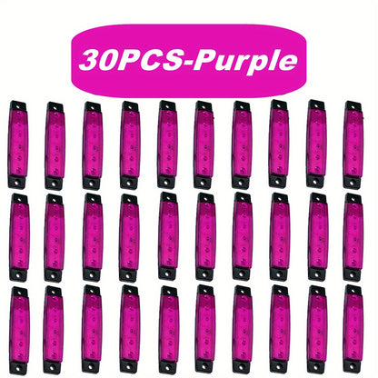 30pcs 3. 8" 6 LED Front Rear Side Marker Indicator Lights LED Lamp Indicator For Car Truck Trailer Lorry Bus -White, Red, Amber, Blue, Green, Purple, Without Battery