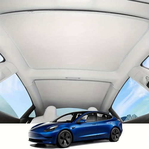 for The for TESLA Model 3 from 2017 to 2023, a Folding Sunshade with Thermal Insulation Is Available, Paired with a Set of Two Ice Crystal Sun Visors in Gray And Black, a Great Value Purchase