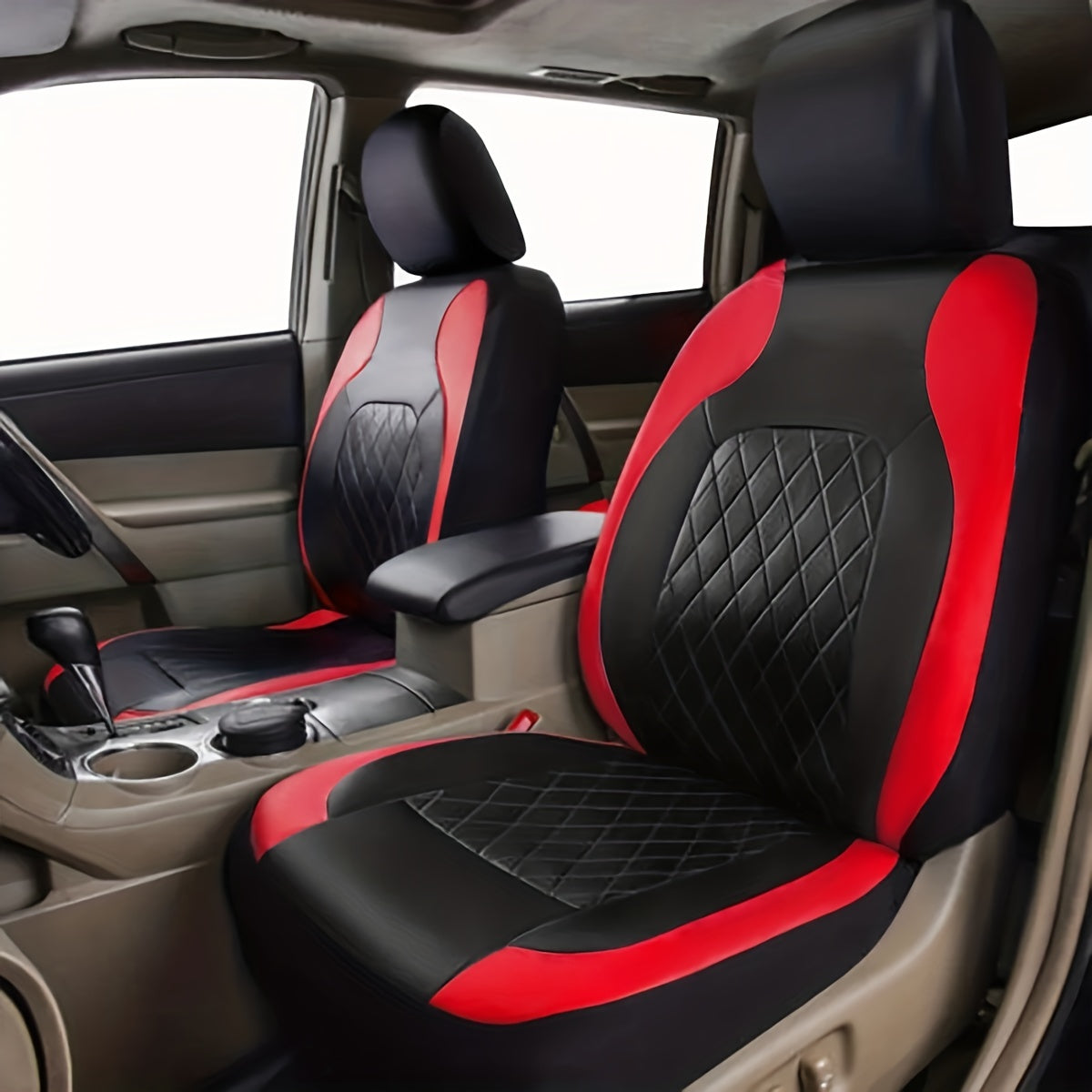 Deluxe All-Season Quilted PU Leather Car Seat Covers - Comfy Sponge-Padding, Universal Fit, christmas gifts