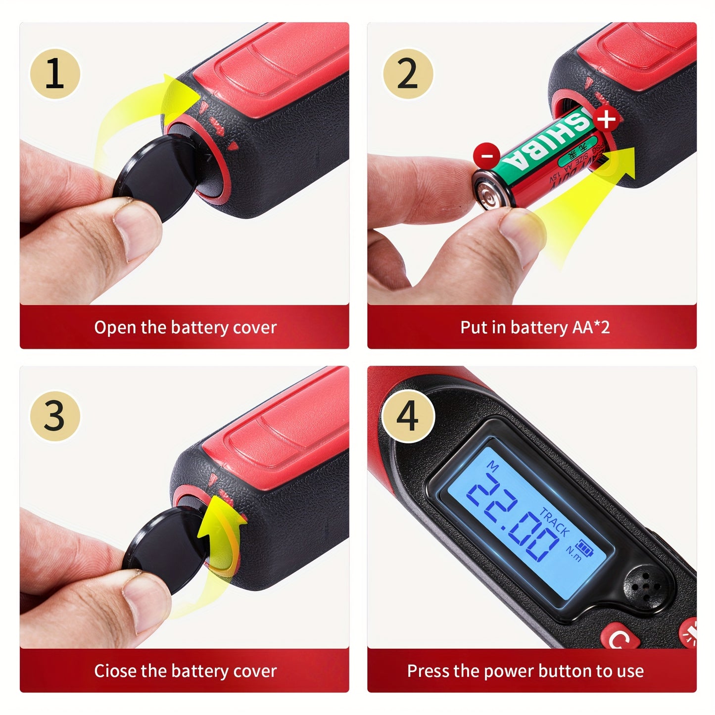 [Digital Torque Wrench] 1/2, 3/8 Inch Drive Digital Torque Wrench, 17-340 Nm (12.5-250.8 Ft-Lb), 6.8-135 Nm (5.02-99.57 Ft-Lb), Electric Torque Wrench With Buzzer And LED, Preset Values And Data Storage, For Bike/Motorcycle/Auto Repairs, Plus And Minus 2%
