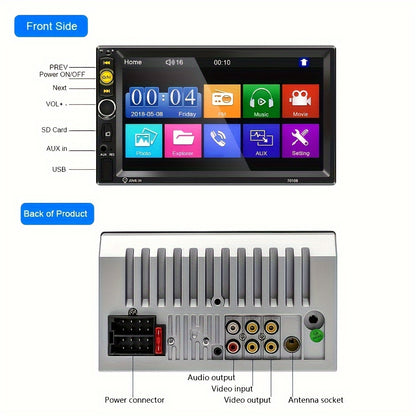 1pc Double Din EQ Car Stereo 7" LCD Screen with Wireless FM, MP5 Player with USB/SD/AUX Input with Mirror Link SWC, Portable Media Players with 4LED Backup Camera Christmas Gifts Black Friday Gifts
