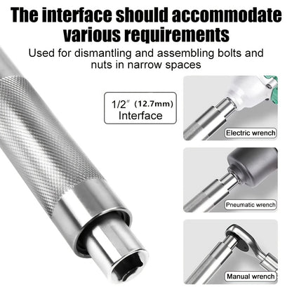 [3-In-1 Impact Wrench] 1/2" Offset Extension Wrench for Impact Drills, Ratchet Extended Wrench, Electric Extended Wrench, 3-In-1 Impact Wrench Extender, Suitable for Confined Spaces