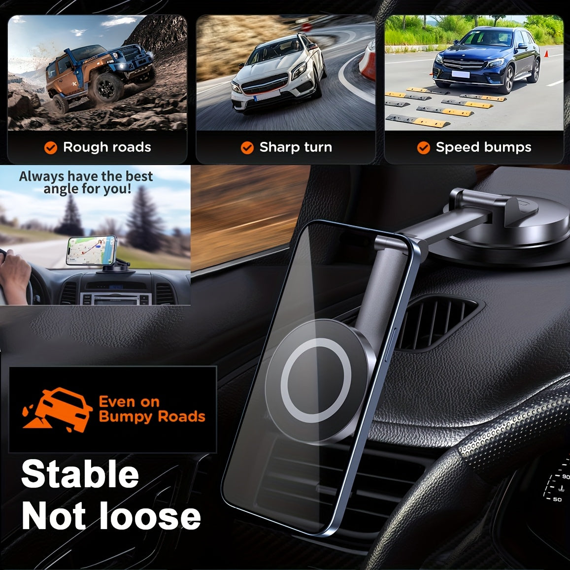 Magnetic Car Phone Holder Mount Phone Mount for Car Dashboard Cell Phone Holder Fit for iPhone Smartphone