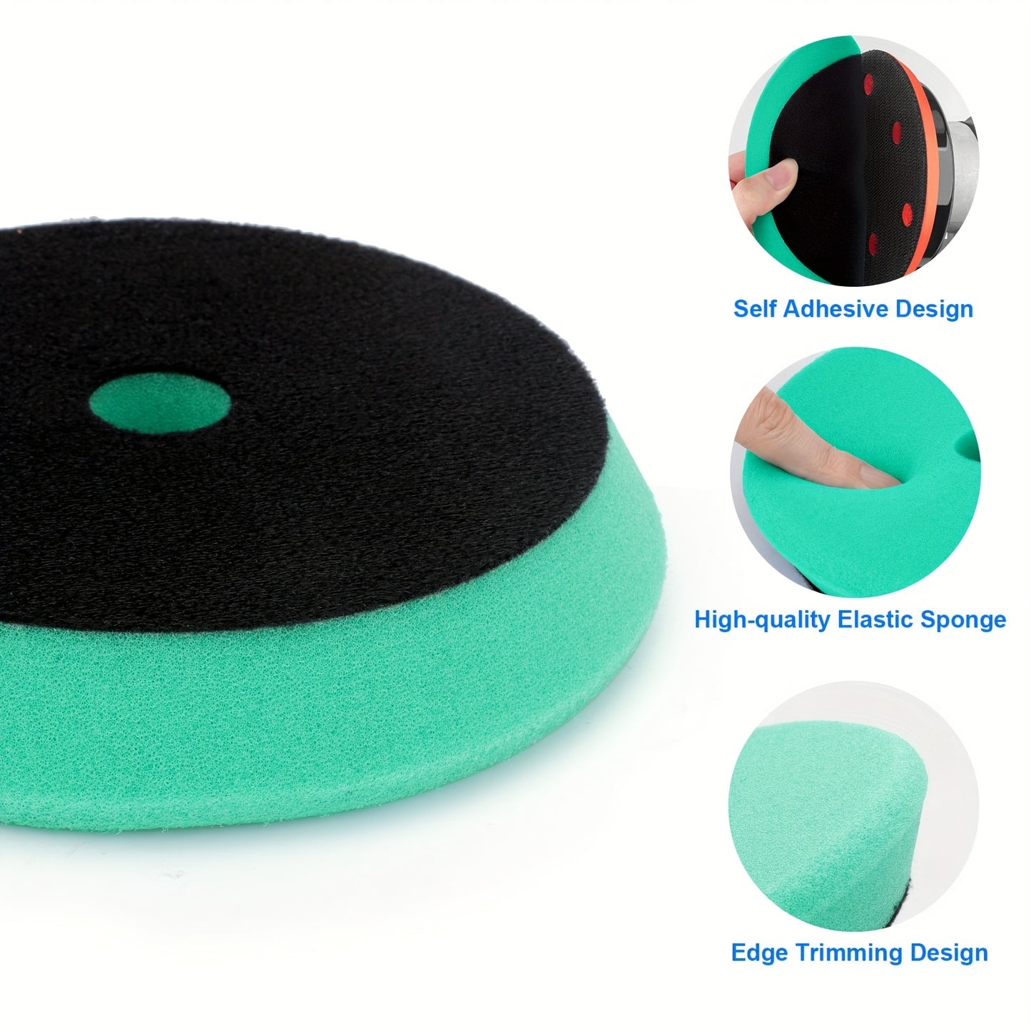 5pcs Sponge Rubber Polishing Disc Set, 6-Inch Beveled Edge Foam Buffing Pads For Automotive Detailing, Fine Grit Wheel Tools For Car Shine Enhancement And Sanding
