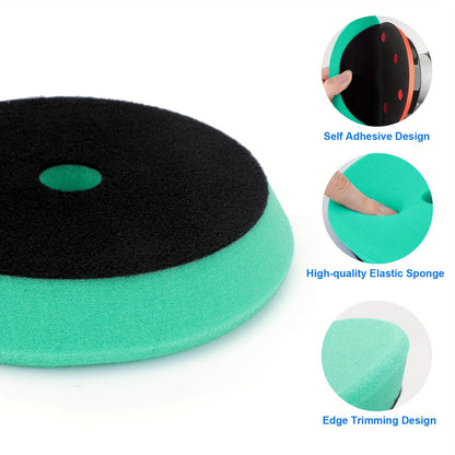 5pcs Sponge Rubber Polishing Disc Set, 6-Inch Beveled Edge Foam Buffing Pads For Automotive Detailing, Fine Grit Wheel Tools For Car Shine Enhancement And Sanding