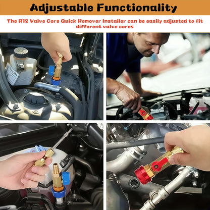 Quick Remover And Installer for 2pcs R134A Valve Cores, Featuring High Pressure (Red) And Low Pressure (Blue) Tools for Refrigerant Air Conditioning Systems