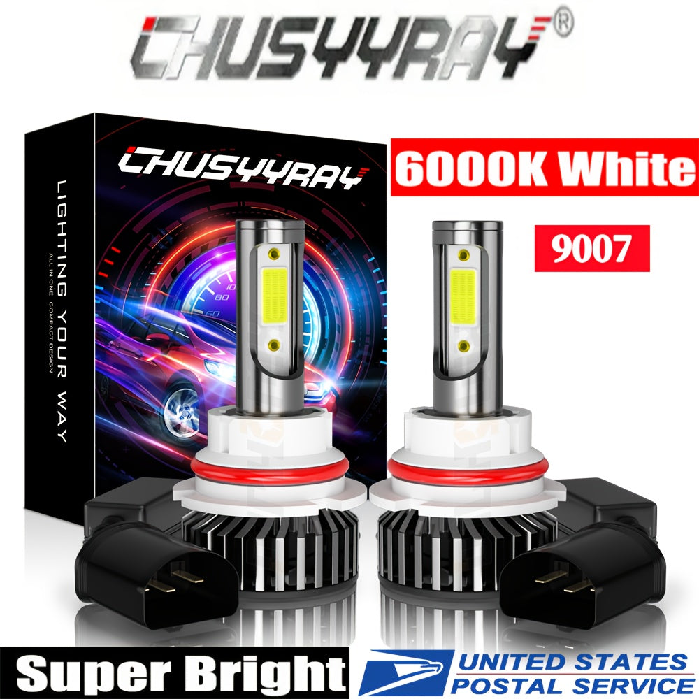 2pcs 9008/ H13 LED Headlight High/ Low Beam Bulbs Kit 12V 80W 6000K Cool White 27000LM Tow-Sided Ultra Bright COB Chip Plug And Play, Without Battery