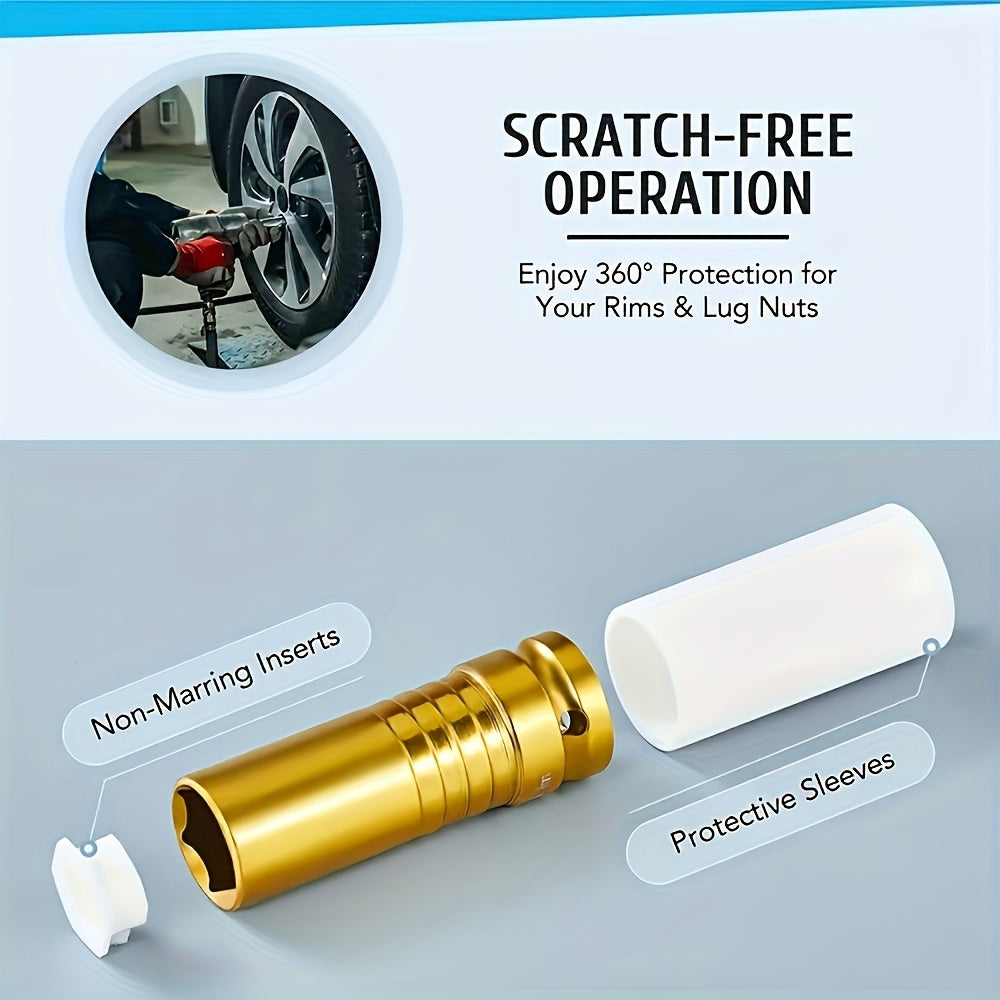 5pcs 1/2"""" Lug Nut Socket Set - Protect Your Tires And Wheels With Deep Impact Sockets