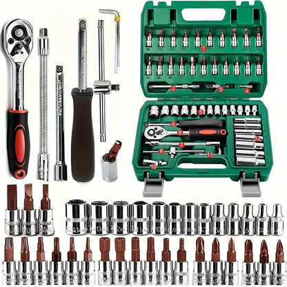 [Fast Arrival] 324+1pc/53/47pcs Professional Automotive Master Tool Kit - Premium Tool Sets For Car, Bike, And Motorcycle Maintenance - Compact, Portable, And All-In-One Solution With Ratchet Wrench, Assorted Screwdriver Set, Without Battery
