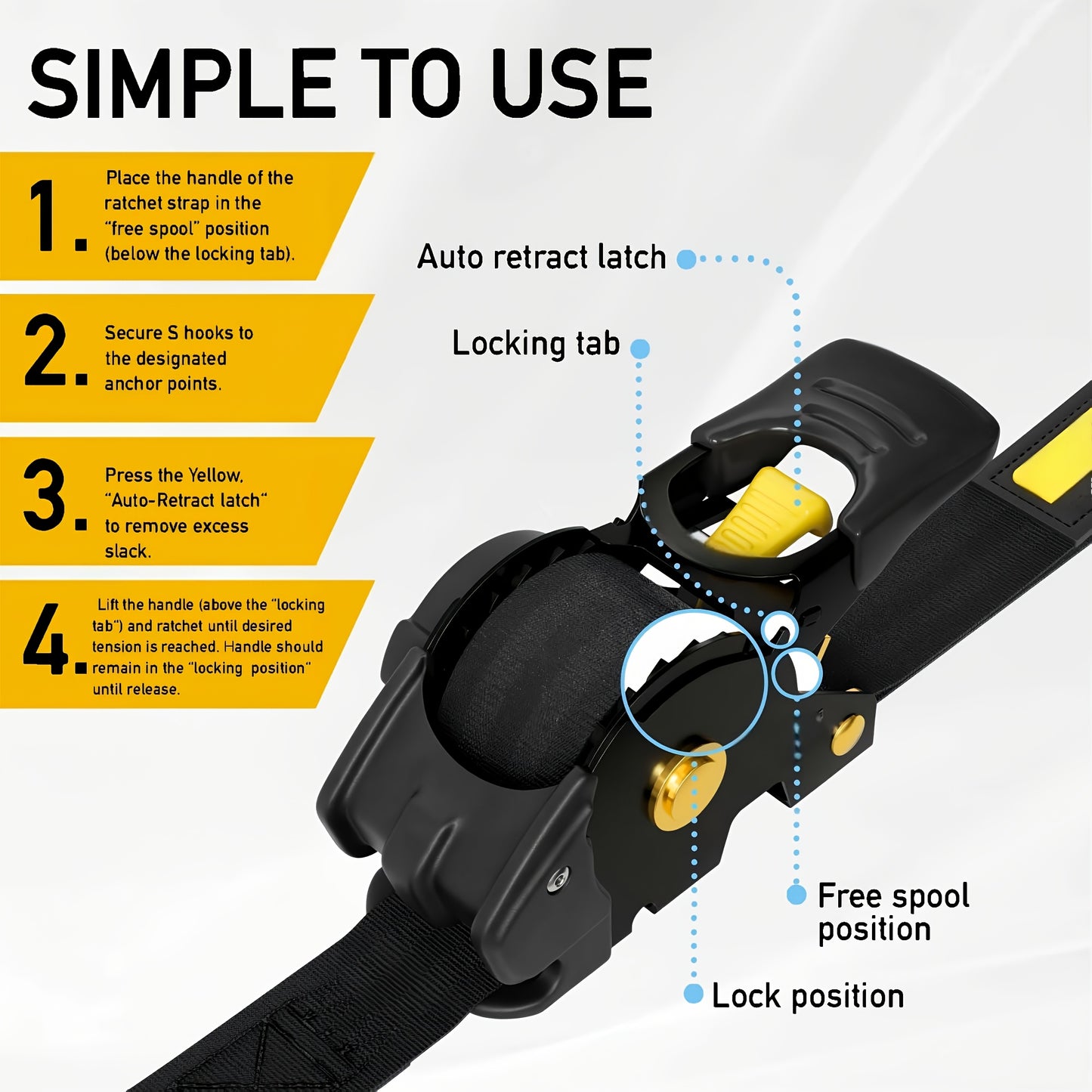 2 Pack Heavy Duty Auto Retractable Ratchet Straps, 1700LBS, 1500LBS/1400LBS/1100LBS Tie Down Straps with Automatic Tightening Cargo Securing System for Truck, Motorcycle, Boat, Canoe & Trailer, Father's Day Gift for Dad, Gifts for Men,