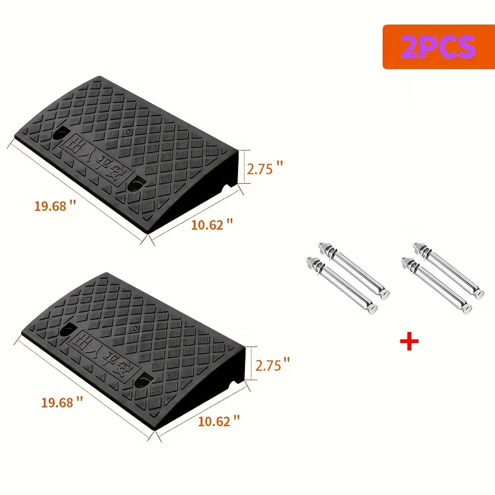 Two Heavy-duty Plastic Ramps, Sturdy, Anti-slip And Weather-resistant, Portable Access for Cars, Bicycles, Medical Equipment And Wheelchairs - Suitable for Easter, Women's Day, Mother's Day, Independence Day, Ramadan, Trucks And Bicycles