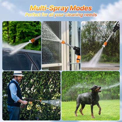 LOVEWE 300 Watt Cordless High Pressure Electric Car Wash - Equipped with 6-in-1 Nozzle, 1.3GPM Handheld Car Wash Gun, for Car Wash/Home/Floor/Garden Cleaning, Includes1/2 X 15000mAh Batteries, 60 Minutes Battery Life, for Independence Day