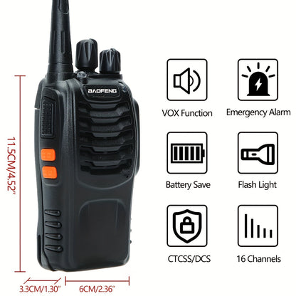2pack Baofeng Adult Long Distance Walkie-talkie with Headset, 16 Channels Rechargeable Handheld Two-way Radio, Suitable for Hiking, Cycling, Camping and Skiing