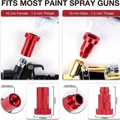 Set of 50 Disposable 20.29oz PPS Cups with Liners And Lids for Paint Spray Guns, Including Mixing Cups for HVLP Sprayers, a 2-Cup Adapter, And a Paint Stirrer, Perfect for Automotive Painting