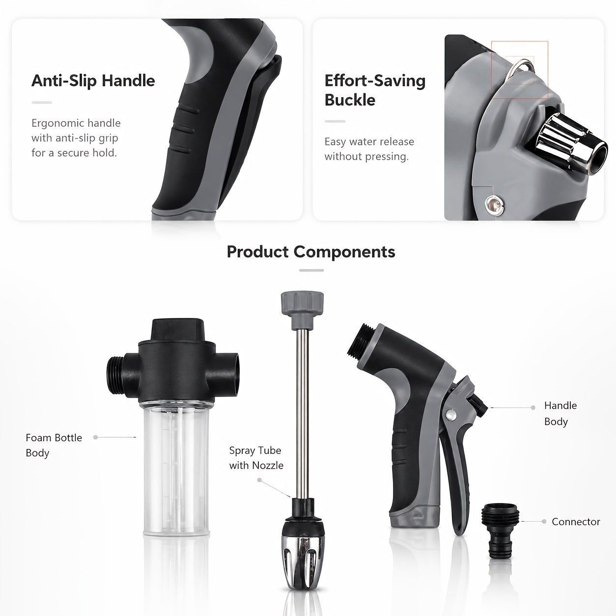 This Is a Robust Car Wash Gun Designed for High Pressure, Made from Sturdy Plastic And Does Not Include a Water Hose. It Comes with an Adjustable Nozzle And Is an Effective Cleaning Device Ideal for Both Motorcycles And Cars