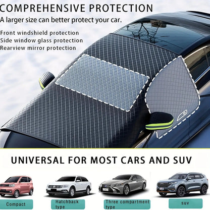 Portable Car Snow Shield, Easy to Install And Store, Car Snow Cover, Magnetically Fixed to Withstand Strong Winds, Full Coverage to Protect Against Snow And Frost, Suitable for All Seasons, Compatible with Most Cars