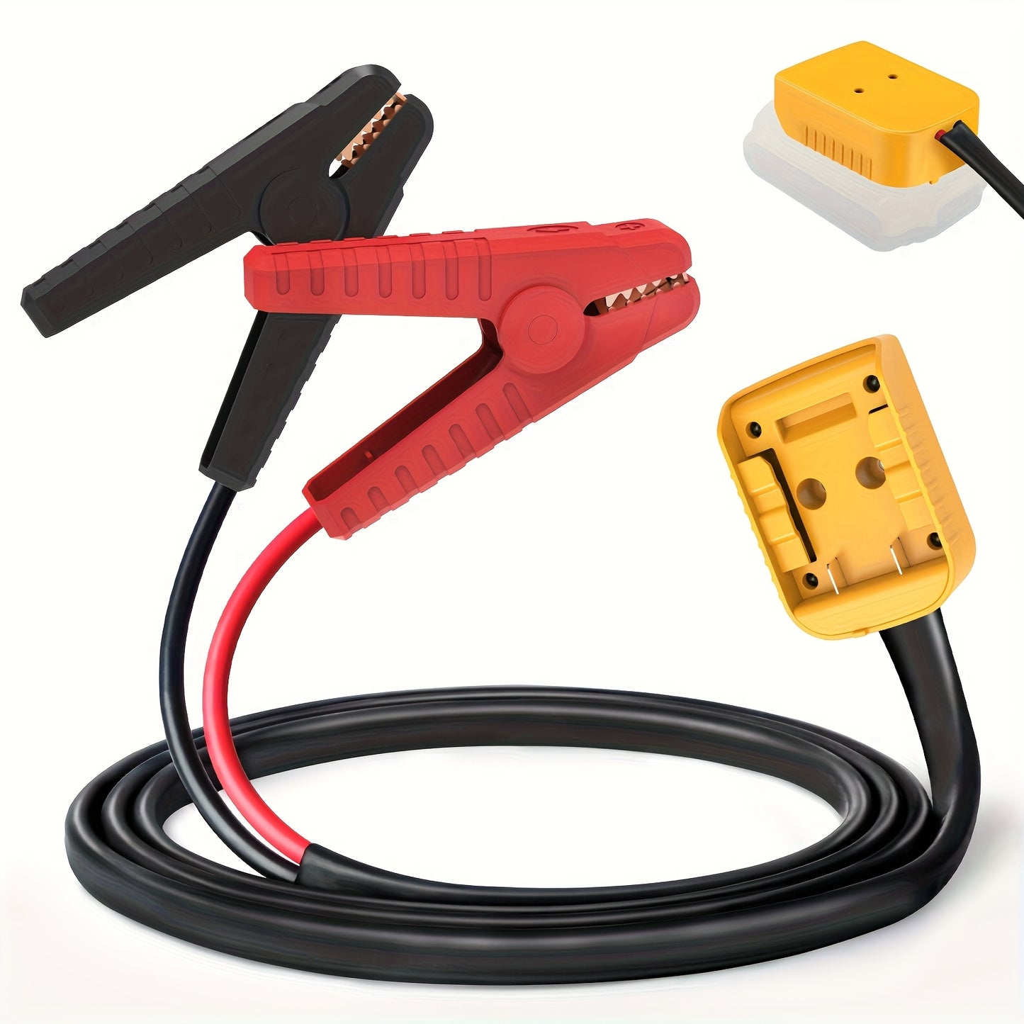 [Portable Without Battery] 20V Lithium-Ion Battery to Jumper Cable Converter - 6Ft Heavy-Duty 100A Portable Power Cable Featuring 12 AWG Tinned Copper Wires And ABS Clamps for Vehicle Jump Starts, Trolling Motors, And Emergency Power (Yellow), Without Bat