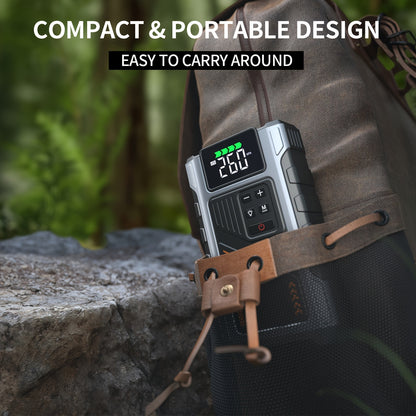 Portable Car Jump Starter with Air Compressor, Jump Starter for Car, 5000A Peak(2.11gal Gas, 1.72gal Diesel) with 150 PSI Tire Inflator, 12V Car Battery Jump Power Pack, Car Jumper Starter Portable, 5in 1 Function Jump, Battery Charger, Smart Cables