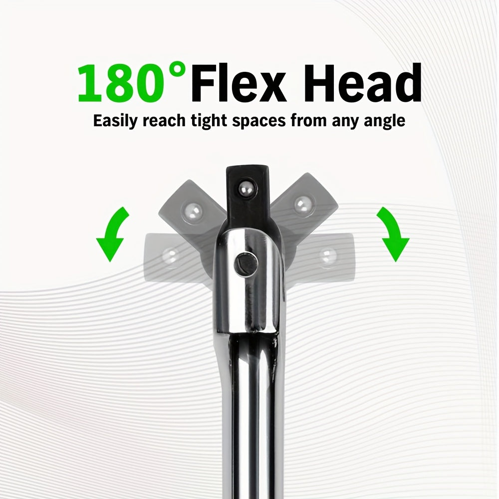 [Heavy Duty Breaker Bars] 6pcs Breaker Bar Set, 1/4", 3/8" & 1/2" Drive, Heavy Duty Breaker Bars, 6-inch, 10-inch, 15-inch Length with 180° Rotatable Head, Chromium Vanadium Steel