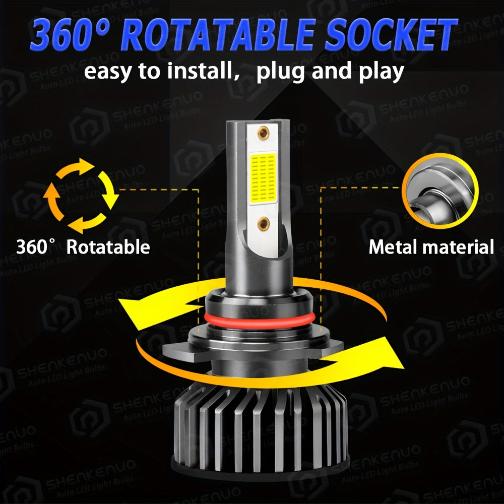 9005+9006 / 9012+H11 LED Headlight Bulbs High Low Beam Bulbs Combo Super Bright White, Pack of 4, Chip New Upgraded Design LED Plug-N-Play Bulbs, up to 50000 Hours, 9005+9006, 9012+H11