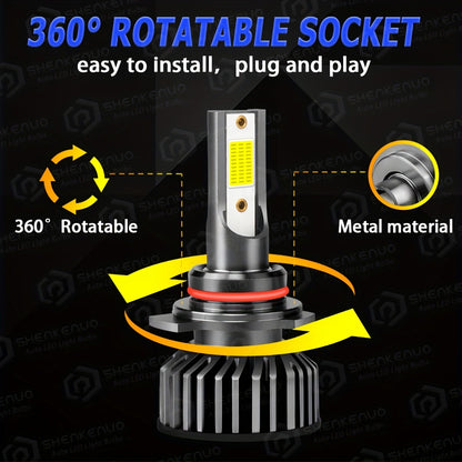 9005+9006 / 9012+H11 LED Headlight Bulbs High Low Beam Bulbs Combo Super Bright White, Pack of 4, Chip New Upgraded Design LED Plug-N-Play Bulbs, up to 50000 Hours, 9005+9006, 9012+H11