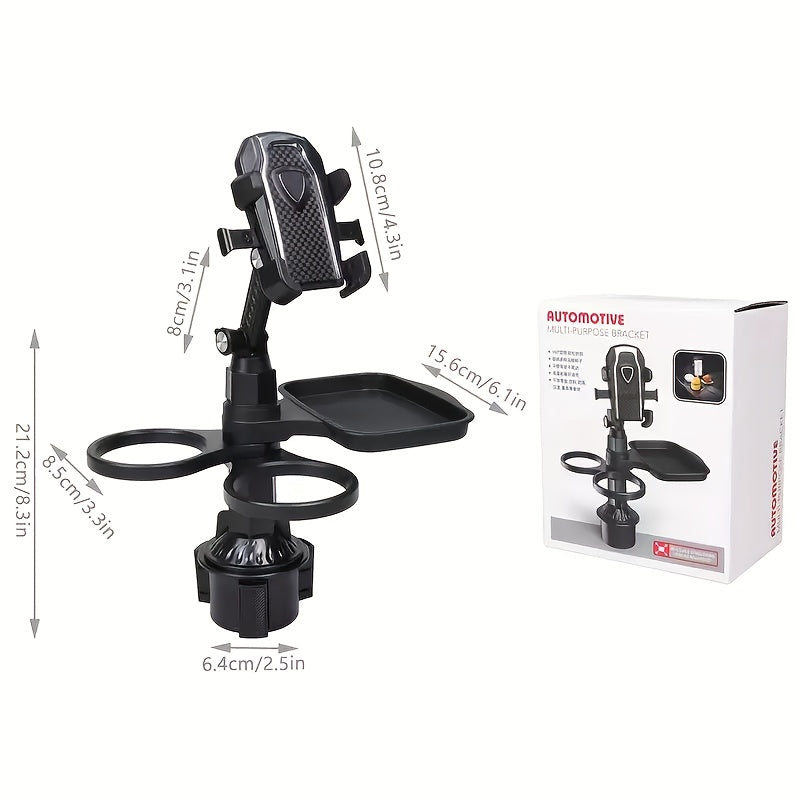 [3-In-1 Car Holder] 1pc, a Multifunctional 3-In-1 Car Cup Holder, Vehicle Phone Holder Tray Dining Plate, a Versatile Small Dining Table, Car Drink Coffee Burger Cup Holder, Made of ABS Material, Featuring a Stable And Expandable Base, Is an Essential Tra