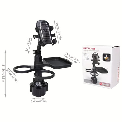 [3-In-1 Car Holder] 1pc, a Multifunctional 3-In-1 Car Cup Holder, Vehicle Phone Holder Tray Dining Plate, a Versatile Small Dining Table, Car Drink Coffee Burger Cup Holder, Made of ABS Material, Featuring a Stable And Expandable Base, Is an Essential Tra