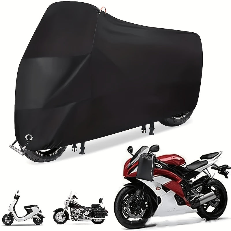 Durable Black Motorcycle Cover, Waterproof And All-Weather Protection, Rain, Snow, UV And Dust Resistant, Suitable for Most Motorcycle Models