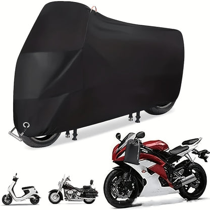 Durable Black Motorcycle Cover, Waterproof And All-Weather Protection, Rain, Snow, UV And Dust Resistant, Suitable for Most Motorcycle Models