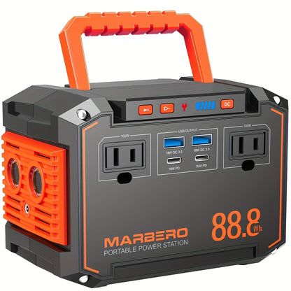 88.8WH Solar Generator Portable Power Station with 30W Solar Panels, 24000mAh Solar Power Bank AC DC USB Ports for Outdoor Solar Lights, Camping Tents, Emergency Outdoor Home Use, CPAP, Fans, Laptops, Emergency, Gifts (Solar Panel Optional)