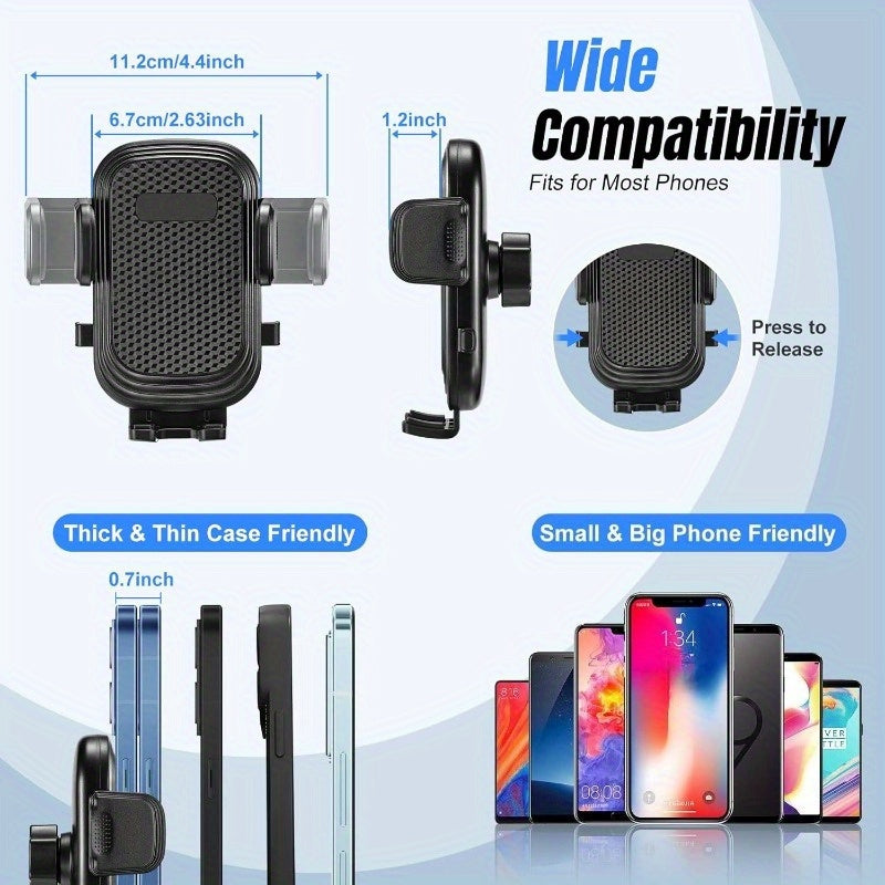 [2-In-1 Cup Phone Holder] Car Cup Holder Phone Mount, Upgraded 2-In-1 Car Cup Phone Holder Expander with Adjustable Base, 360-Degree Rotation, Cup Phone Holder for Car Compatible with Iphone, Samsung & All Smartphones