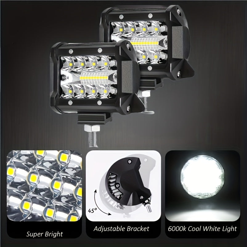 2/4pcs High-brightness Motor Vehicle LED Work Light, 257W, 17100LM Universal Day And Night Ultra-bright Lighting Auxiliary Light, Vehicle Exterior Lighting Lamp, Suitable for Various Vehicles Cars Off-road LED Light, Ideal As A Gift