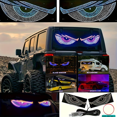 2pcs, Truck SUV All Kinds Of Vehicle Models, USB 5V Demon Eye Decorative LED, DIY Install Devil's Eye Lantern Light with 14 Modes New Upgrade Big Eyes Car Decorative Eyes Light, Gifts, Without Battery Devil's Eye