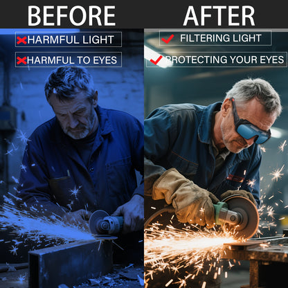 Welding Goggles, True-color Anti-glare Safety Welding Glasses, Suitable for TIG, MIG, MMA, Plasma Welding, Lightweight Welder's Glasses with Protective Lenses and Elastic Headband