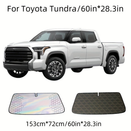 Upgraded Laser Insulation Car Sunshade Thickened 5-Layer Front Windshield Heat Blocker with Diamond Pattern, Fits All Vehicles, Golden/Black Design for Stylish Sun Protection, Vehicle Heat Shield | Stylish Car Accessory | Premium Quality Material