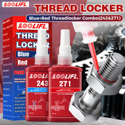 High-Strength Heat-Resistant 234-271 Threadlocker, 243 Medium-Strength Anaerobic Threadlocker, 271 High-Strength Anaerobic Threadlocker, Anti-Loosening Sealant, Permanent Locking and Sealing Multi-Purpose Adhesive for Metal Parts, Quick-Fix Removable