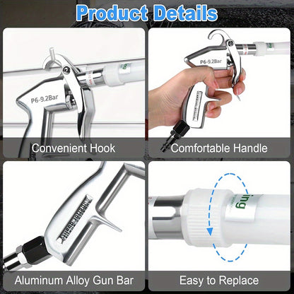 Dry Cleaning Gun with Brass Adjustable Air Flow Nozzle, Air Blower Gun Quickly Blasts Dirt and Dust from Surface Works with Air Compressor