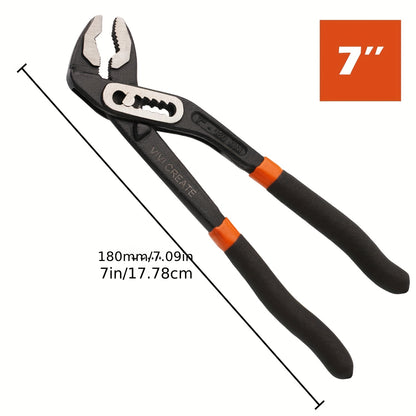 7/10/12inch Groove Joint Pliers( with Tool Roll Bag), Push-Lock Water Pump Pliers In Cr-v Steel, Fast Adjustable Tongue And Groove Pliers for Home Repair & Plumbing