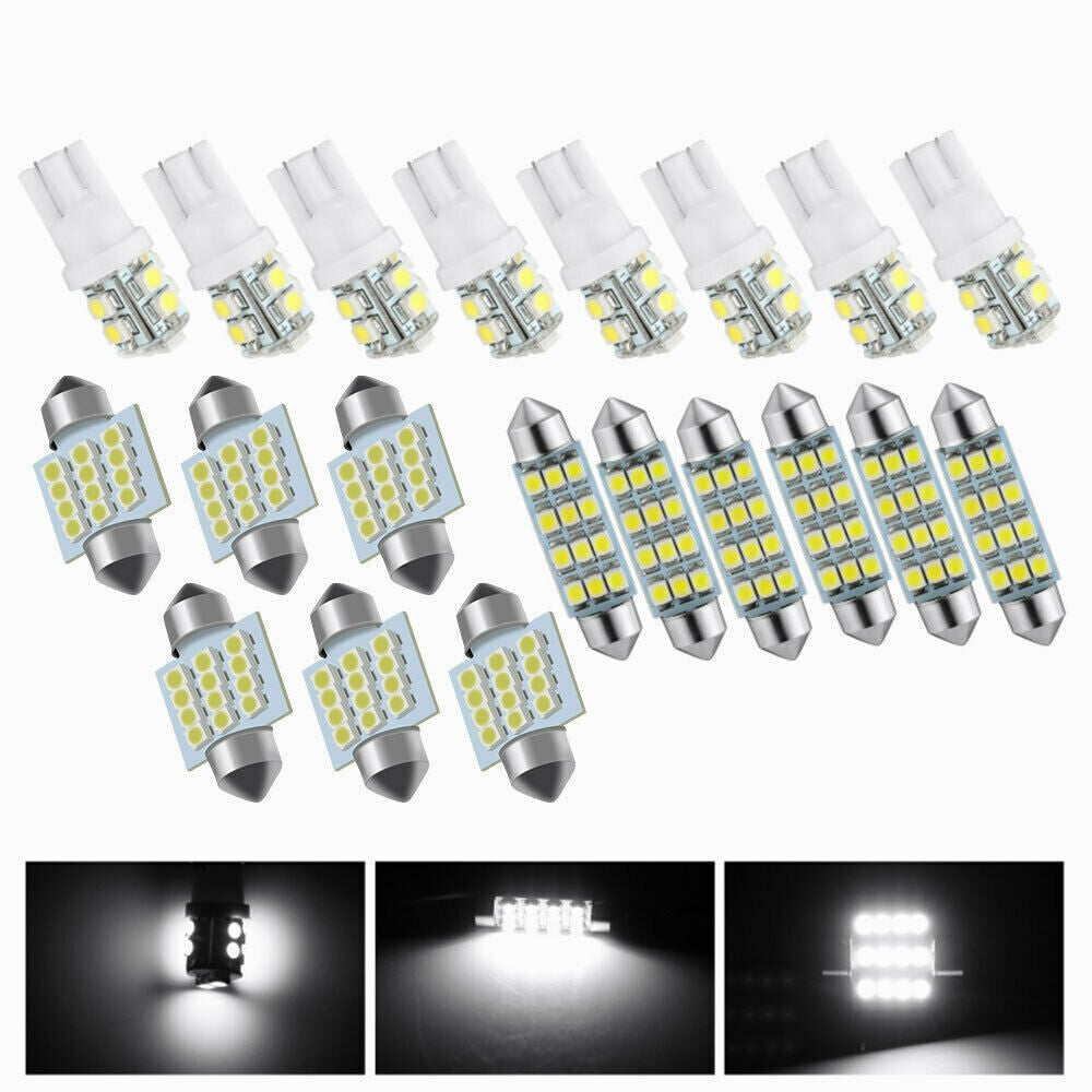 40PCS Car LED Combination Set 12V-T10 Width Indicator Dual Pointed Reading Light,Car Interior Combination LED Map Door Dash Gauge Instrument Concierge, White