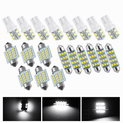 40PCS Car LED Combination Set 12V-T10 Width Indicator Dual Pointed Reading Light,Car Interior Combination LED Map Door Dash Gauge Instrument Concierge, White