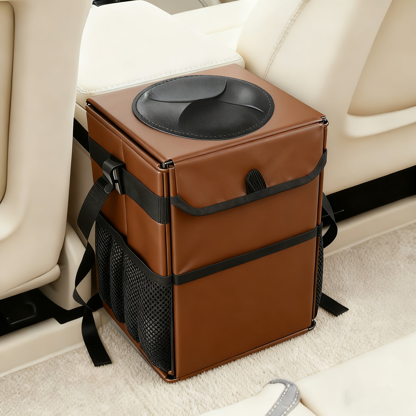 Ryhpez Car Trash Can with See Through Window, Clear Black Car Trash Bin Removable Liner, Leakproof Car Garbage Can Organizer Storage Bag for Vehicles, SUV, Truck(2.1Gallon/8L)